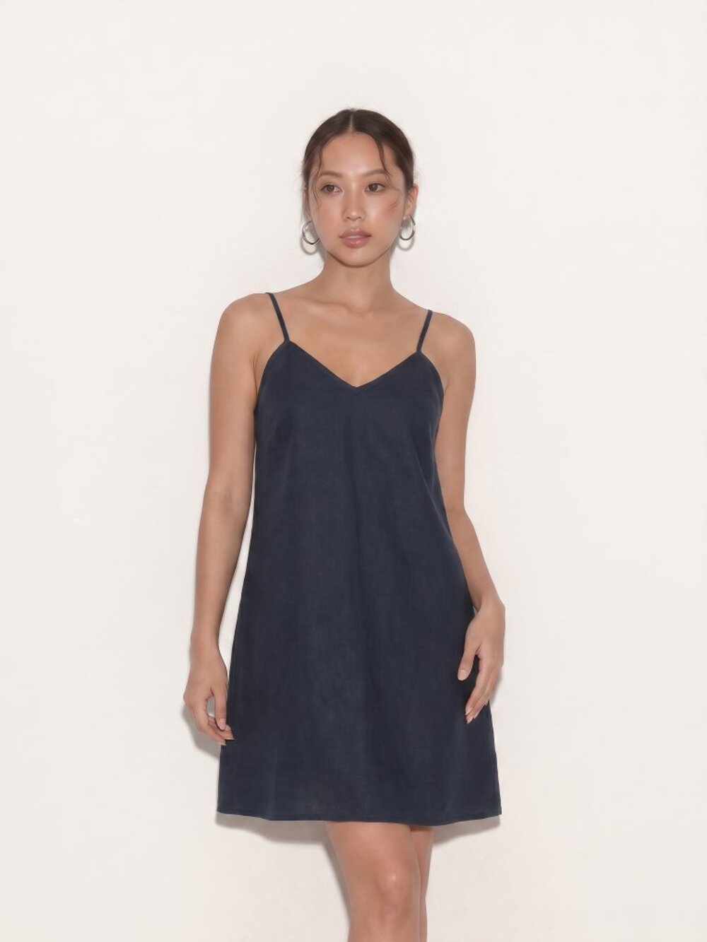 Comrags Navy Linen Shift Dress | Made in Canada | Minimalist Designer | Like New